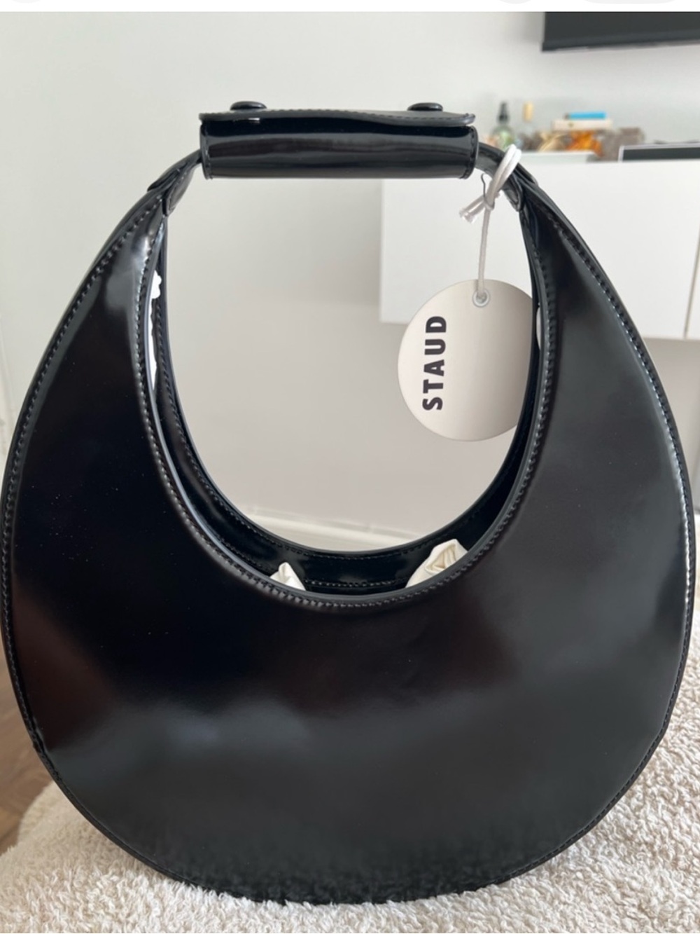 STAUD Moon Bag Black Polished - Limited Edition NWT